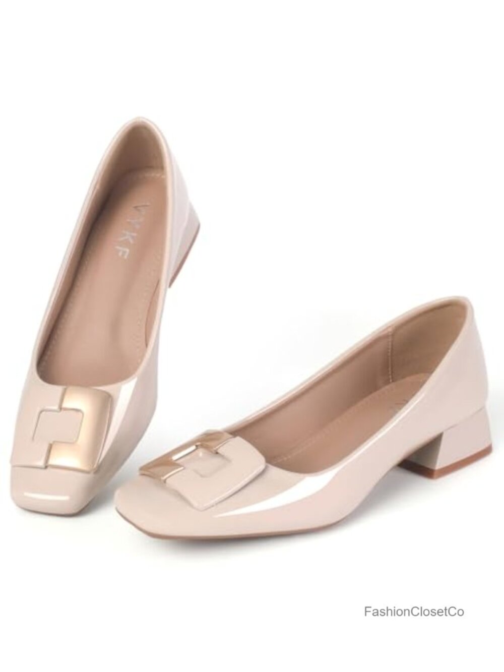 Low Chunky Block Heel Square Toe Pumps Office Dress Shoes for Women